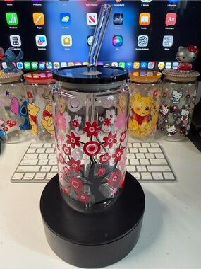 Pink Floral Evil Eye Themed Tumbler